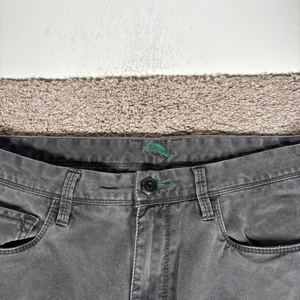 Tommy Bahama Mens Standard Fit Gray Straight Leg Stretch Pants Fits 36x30